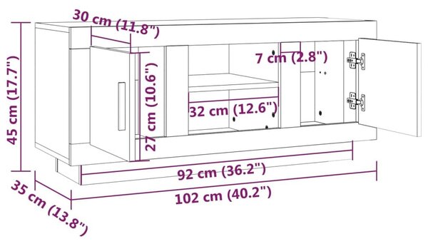 Έπιπλο Τηλεόρασης Καφέ Δρυς 102 x 35 x 45 εκ. από Επεξεργ. Ξύλο - Καφέ