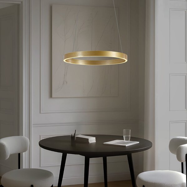 Lucande LED κρεμαστό φωτιστικό Yonam, Ø 60 cm, 1-φωτιστικό, χρυσό, CCT, ρυθμιζόμενος, Χρυσό / Ορείχαλκου, Σαλόνι / τραπεζαρία, Μέταλλο, σύγχρονο