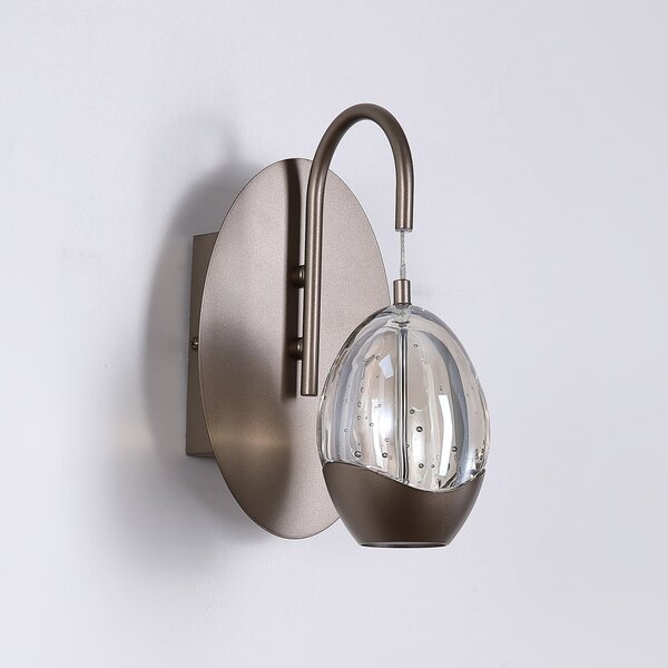Searchlight LED απλίκα Seeds, κρεμ, πλάτος 11 cm, γυαλί/μέταλλο, ρυθμιζόμενος, Μπεζ, Σαλόνι / τραπεζαρία, Γυαλί