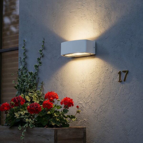 IDEAL LUX Ideal Lux Φωτιστικό εξωτερικού χώρου Andromeda, λευκό, πλάτος 22 cm, αλουμίνιο, ρυθμιζόμενος, Λευκό, Μπάνιο, Αλουμίνιο, σύγχρονο, Πρίζα τοίχου κάτω