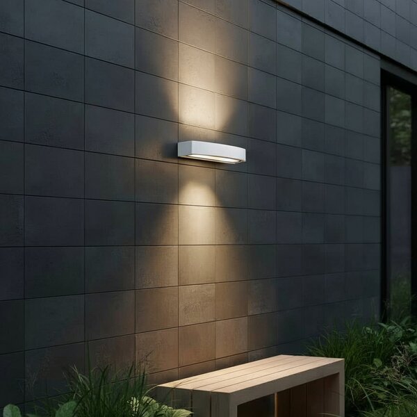 IDEAL LUX Ideal Lux Λάμπα εξωτερικού χώρου Andromeda, λευκή, πλάτος 45 cm, E27, ρυθμιζόμενος, Λευκό, Μπάνιο, Αλουμίνιο, σύγχρονο, Πρίζα τοίχου κάτω