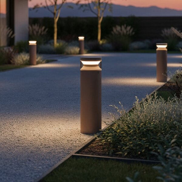 IDEAL LUX Ideal Lux LED-Sockelleuchte Boeing, καφέ, ύψος 40 cm, Καφέ / Σκουριάς, Μέταλλο