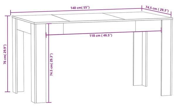 Τραπεζαρία Καπνιστή Δρυς 140x74,5x76 εκ. από Επεξεργασμένο Ξύλο - Καφέ