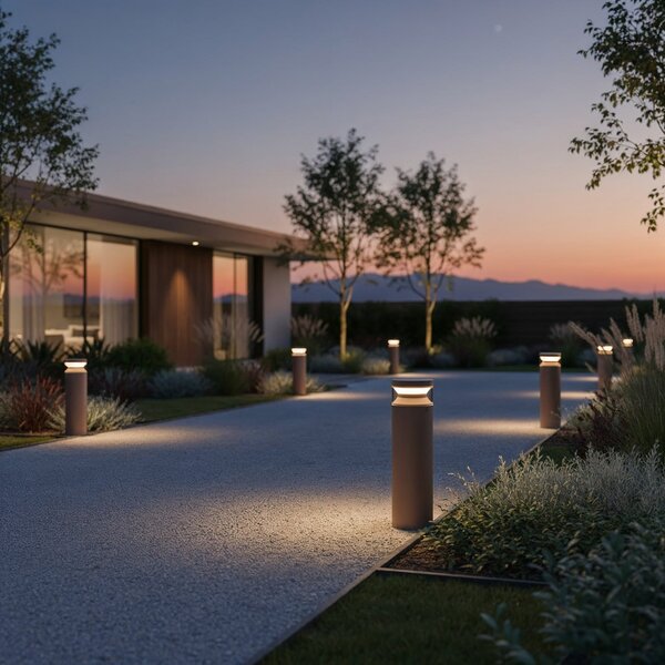 IDEAL LUX Ideal Lux LED-Sockelleuchte Boeing, καφέ, ύψος 40 cm, Καφέ / Σκουριάς, Μέταλλο