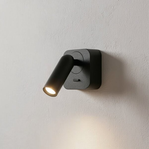 IDEAL LUX Ideal Lux LED προβολέας τοίχου Bean, μαύρος, πλάτος 7 cm, μέταλλο, Μαύρο, Σαλόνι / τραπεζαρία, Μέταλλο, σύγχρονο