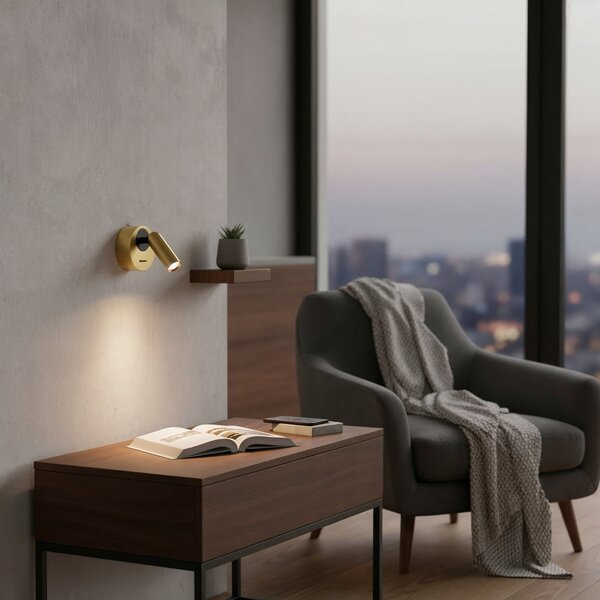 IDEAL LUX Ideal Lux LED προβολέας τοίχου Bean, Ø 7 cm, χρώμα ορείχαλκου, Χρυσό / Ορείχαλκου, Σαλόνι / τραπεζαρία, Μέταλλο, σύγχρονο