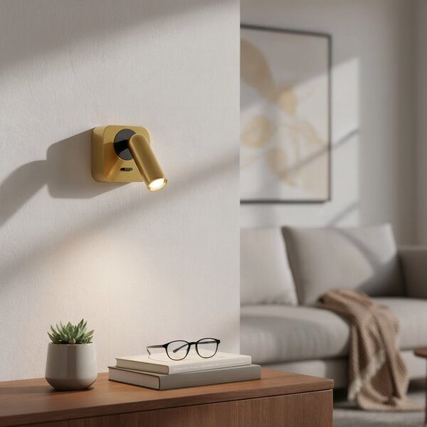 IDEAL LUX Ideal Lux LED-Wandstrahler Bean, χρώμα ορείχαλκου, πλάτος 7 cm, Χρυσό / Ορείχαλκου, Σαλόνι / τραπεζαρία, Μέταλλο, σύγχρονο
