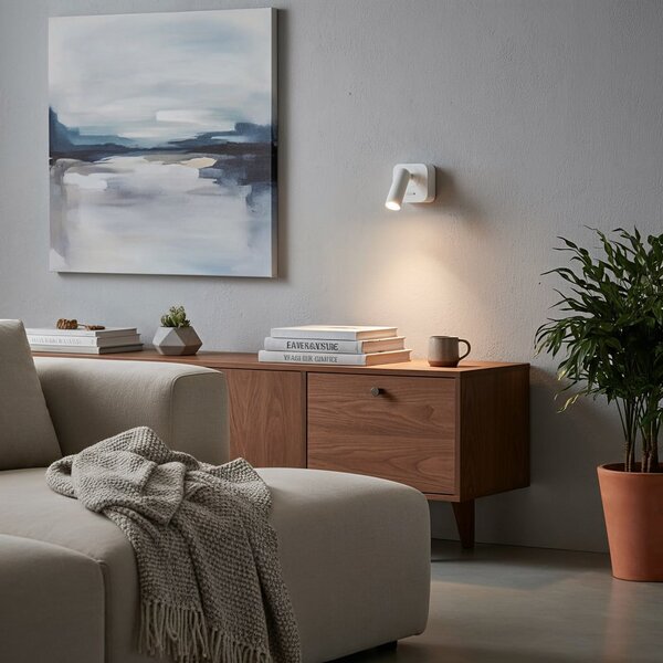 IDEAL LUX Ideal Lux LED προβολέας τοίχου Bean, λευκό, πλάτος 7 cm, μέταλλο, Λευκό, Σαλόνι / τραπεζαρία, Μέταλλο, σύγχρονο