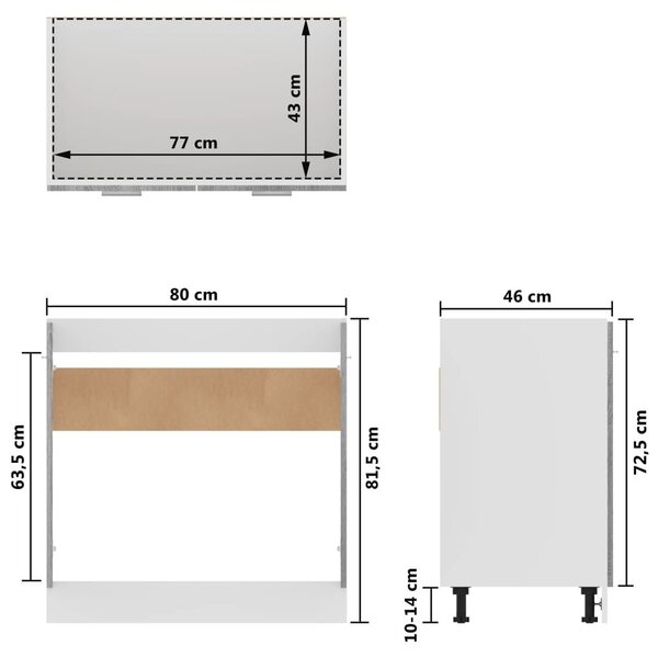 Ντουλάπι Νιπτήρα Γκρι Sonoma 80x46x81,5 εκ. Επεξεργασμένο Ξύλο - Γκρι