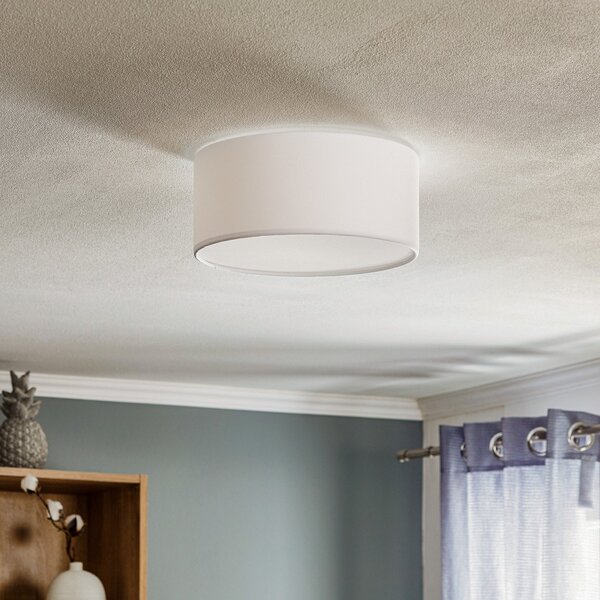 TK Lighting Φωτιστικό οροφής Rondo, λευκό, Ø 30 cm, ρυθμιζόμενος, Λευκό, υπνοδωμάτιο, Ύφασμα / Κλωστοϋφαντουργία, σύγχρονο