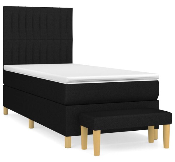 VidaXL Κρεβάτι Boxspring με Στρώμα Μαύρο 100 x 200 εκ. Υφασμάτινο