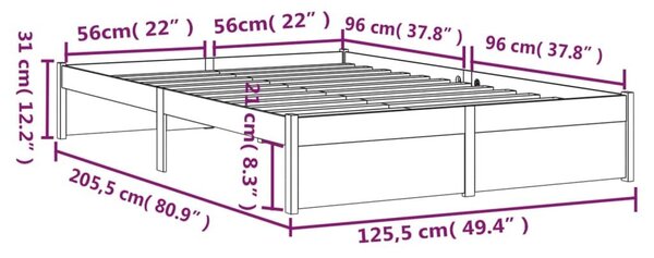 Σκελετός Κρεβατιού Χωρίς Στρώμα 120x200 εκ Μασίφ Ξύλο - Καφέ