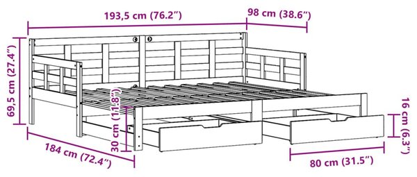 Καναπές Κρεβάτι Συρόμενος Χωρίς Στρώμα 90x190 εκ. & Συρτάρια - Καφέ