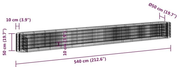 Συρματοκιβώτιο-Γλάστρα Υπερυψωμένη 540x50x50 εκ. Γαλβαν. Ατσάλι - Ασήμι