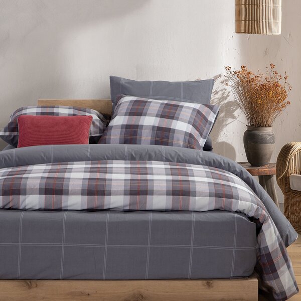 Σεντόνια Υπέρδιπλα (Σετ) Nef-Nef Homeware Smart Racket Denim Γκρι ΧΩΡΙΣ ΛΑΣΤΙΧΟ 240x270