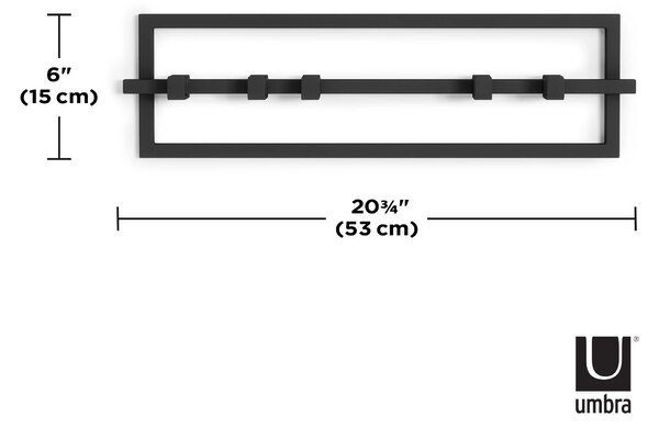 Umbra Cubiko μαύρη μεταλλική κρεμάστρα τοίχου 53Χ15εκ