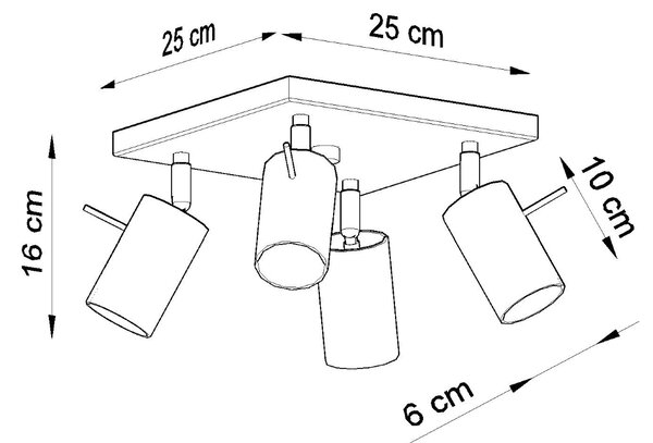 Sollux Φωτιστικό οροφής Ring 4,ατσάλι,4xGU10/40w