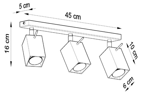 Sollux Φωτιστικό οροφής Merida 3,ατσάλι,3xGU10/40w