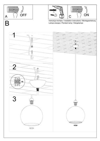 Sollux Κρεμαστό φωτιστικό Ball 1,1xE27/60w