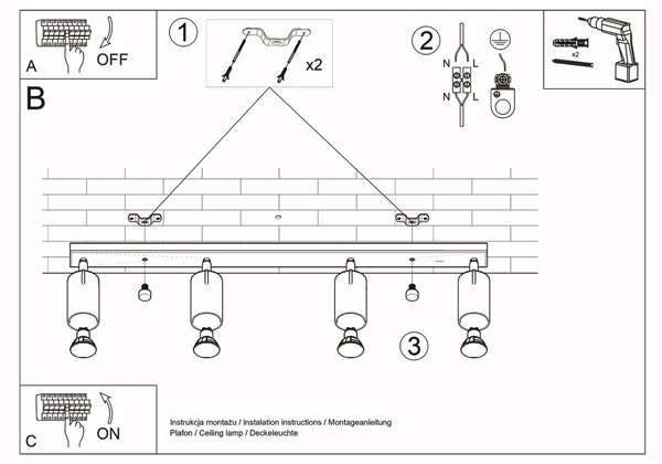 Sollux Φωτιστικό οροφής Ring 4,ατσάλι,4xGU10/40w