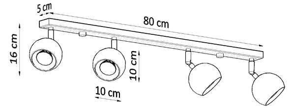 Sollux Φωτιστικό οροφής Oculare 4,ατσάλι,4xGU10/40w