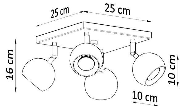 Sollux Φωτιστικό οροφής Oculare 4,ατσάλι,4xGU10/40w