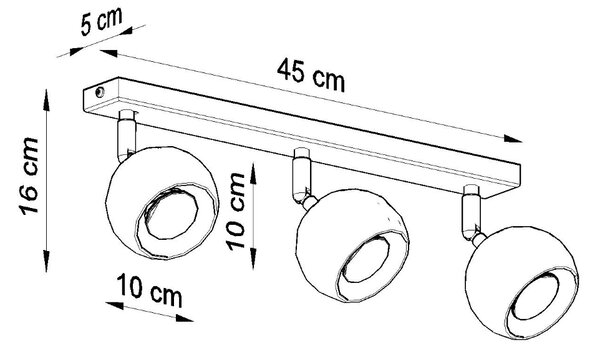 Sollux Φωτιστικό οροφής Oculare 3,ατσάλι,3xGU10/40w