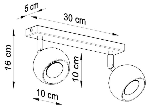 Sollux Φωτιστικό οροφής Oculare 2,ατσάλι,2xGU10/40w