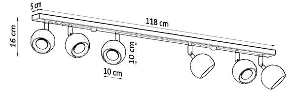 Sollux Φωτιστικό οροφής Oculare 6,ατσάλι,6xGU10/40w