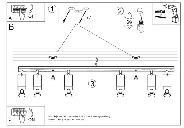 Sollux Φωτιστικό οροφής Ring 4,ατσάλι,4xGU10/40w