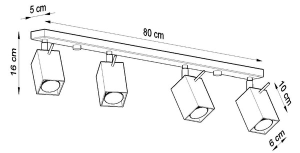 Sollux Φωτιστικό οροφής Merida 4,ατσάλι,4xGU10/40w