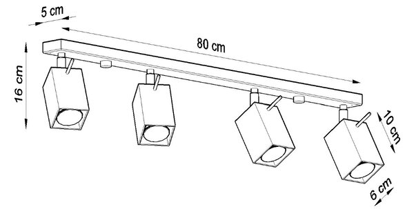 Sollux Φωτιστικό οροφής Merida 4,ατσάλι,4xGU10/40w