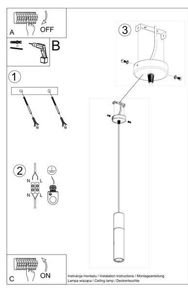 Sollux Κρεμαστό φωτιστικό Pablo 1,χάλυβας, ξύλο,1xGU10/40w