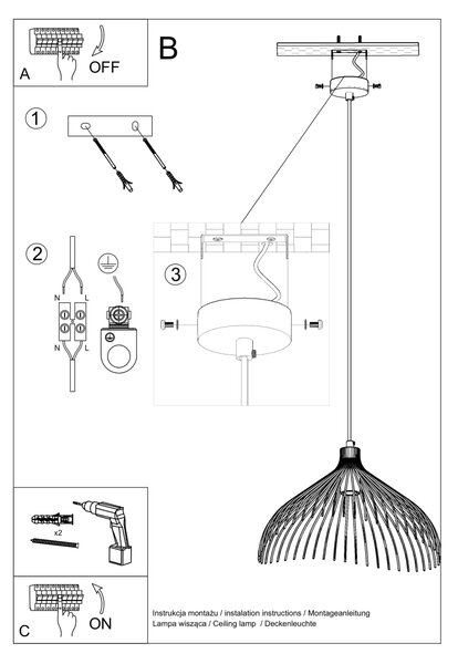 Sollux Κρεμαστό φωτιστικό Umb 1,ατσάλι,1xE27/60w