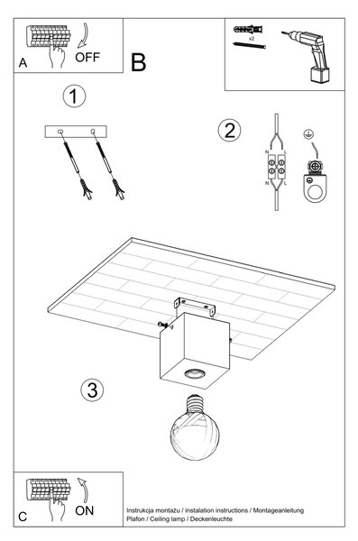 Sollux Φωτιστικό οροφής Ariz 1,σκυρόδεμα,1xE27/60w