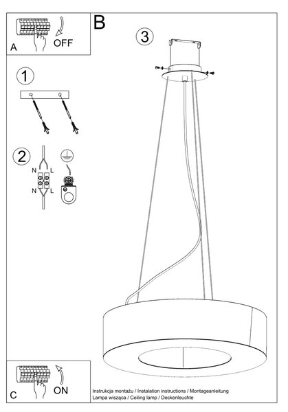 Sollux Κρεμαστό φωτιστικό Saturno 5,λευκό,5xE27/60w