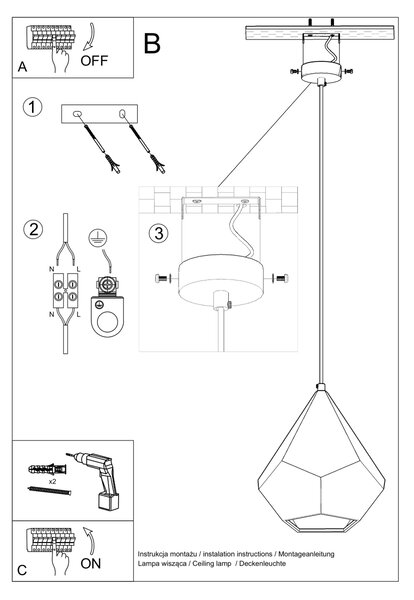 Sollux Κρεμαστό φωτιστικό Pavlus 1,κεραμικό,1xE27/60w