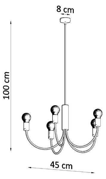 Sollux Κρεμαστό φωτιστικό Piccolo 5,μαύρο,5xE27/60w