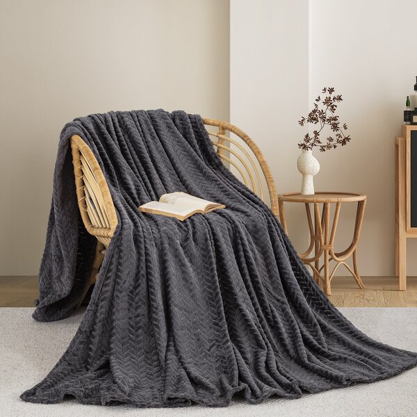 Κουβέρτα Fleece Ημίδιπλη (180x240) AdamHome 550 D.Grey
