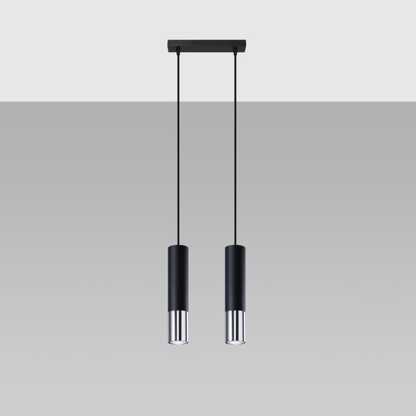 Sollux Κρεμαστό φωτιστικό Loopez 2,ατσάλι, 2xGU10/40w,μαύρο,χρωμίου
