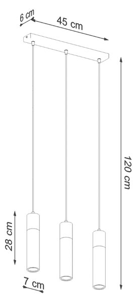 Sollux Κρεμαστό φωτιστικό Zane 3,σκυρόδεμα, ξύλο, 3xGU10/40w