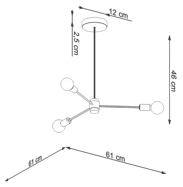 Sollux Κρεμαστό φωτιστικό Lango 3,μαύρο,3xΕ27/60w