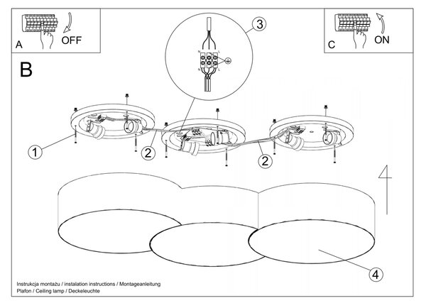 Sollux Φωτιστικό οροφής Circle 6,PVC,6xE27/60w