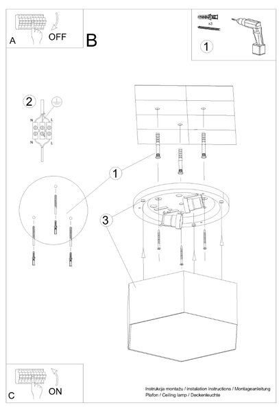 Sollux Φωτιστικό οροφής Sunde 2,PVC,2xE27/60w