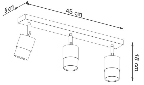 Sollux Φωτιστικό οροφής Nero 3,ατσάλι,3xGU10/40w,μαύρο,χρώμιο