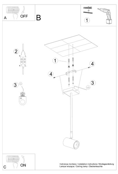 Sollux Φωτιστικό οροφής Norano 1,ατσάλι,1xGU10/40w