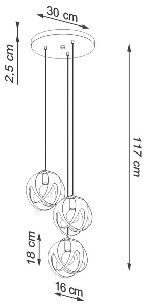 Sollux Κρεμαστό φωτιστικό Tulos 3,ατσάλι,3xE27/60w