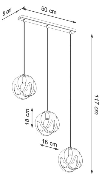 Sollux Κρεμαστό φωτιστικό Tulos 3,ατσάλι,3xE27/60w