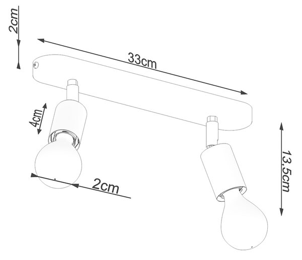 Sollux Φωτιστικό οροφής Fornes 2,ατσάλι,2xE27/60w