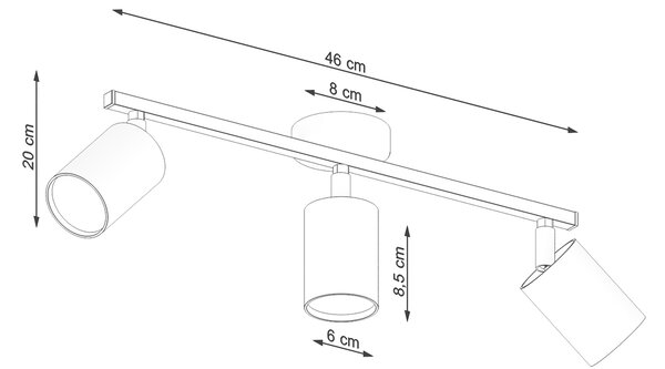 Sollux Φωτιστικό οροφής Lemmi 3,ατσάλι,3xGU10/40w